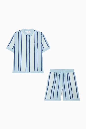 Striped Polo Shirt & Shorts Set