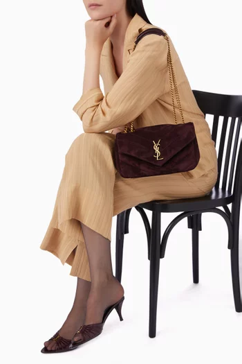 Loulou Small Shoulder Bag in Matelassé Suede