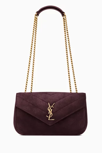 Loulou Small Shoulder Bag in Matelassé Suede