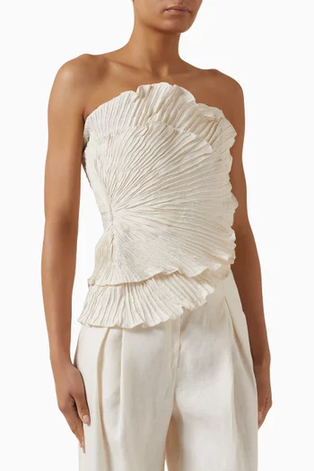 Las Olas Pleated Top in Linen