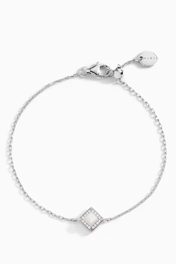 سوار كليو لوتس مرصع بماس بافيه ذهب أبيض عيار 18