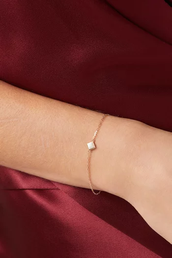 سوار كليو مرصع بحجر هرمي ذهب وردي عيار 18