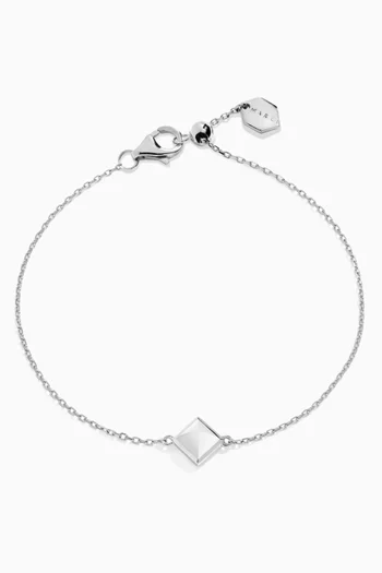 سوار كليو مرصع بحجر هرمي ذهب أبيض عيار 18