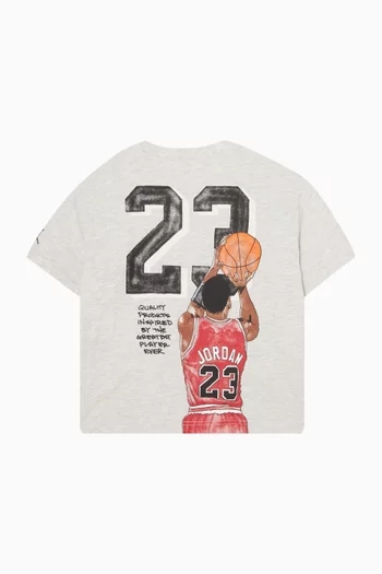 تي شيرت بطبعة مرسومة يدويًا مزيج قطن