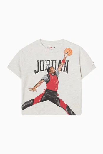 تي شيرت بطبعة مرسومة يدويًا مزيج قطن