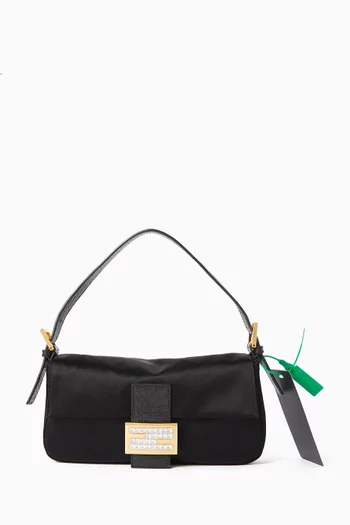 حقيبة بتصميم مستطيل بشعار حرفي FF مرصعة بالكريستال حرير