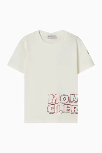 تي شيرت بطبعة شعار الماركة قطن