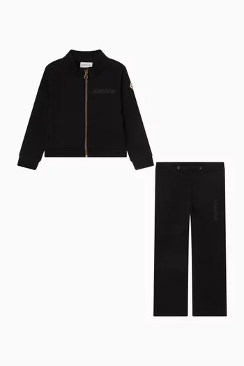 طقم بدلة رياضية بسحاب وشعار الماركة صوف قطني