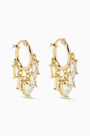 أقراط دائرية ميني مزينة بحلي نحاس