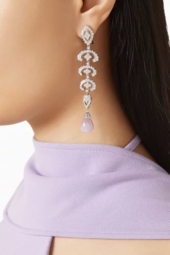 Lavender Scallop Lace Earrings in 18kt White Gold & Rhodium-vermeil