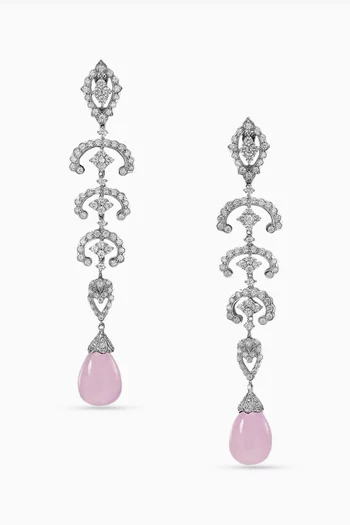 Lavender Scallop Lace Earrings in 18kt White Gold & Rhodium-vermeil