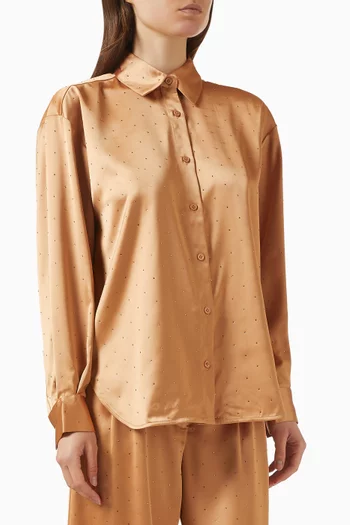 قميص مطرز بأحجار الراين ستان