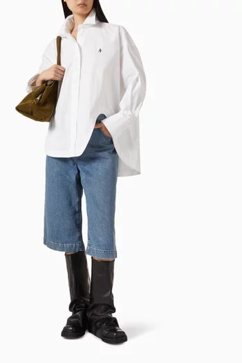 قميص مطرز بشعار الماركة قطن