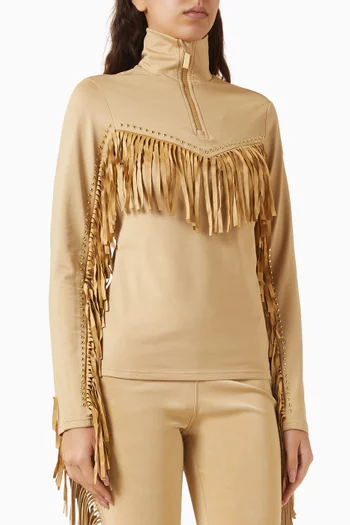 Whisper Fringed Ski Pully in Jersey