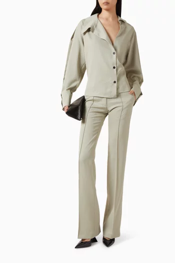 بنطال بقصة ساق مستقيمة صوف