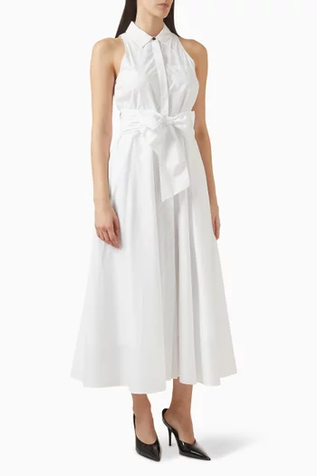 فستان طويل بحزام وعقدة