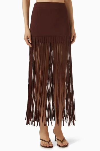 تنورة كارلايل قصيرة بشرّابات مزيج رايون