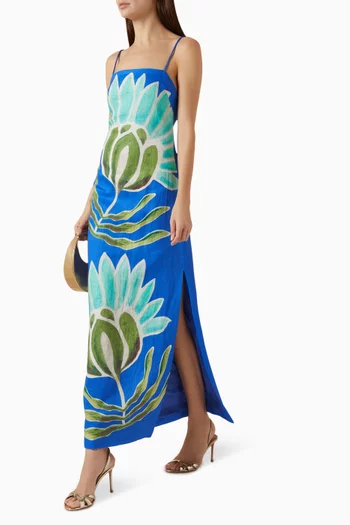 فستان سولسانا طويل مزيج كتان