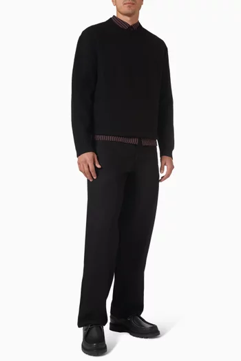 سترة صوف معالج بالغليان بفتحة رقبة مستديرة