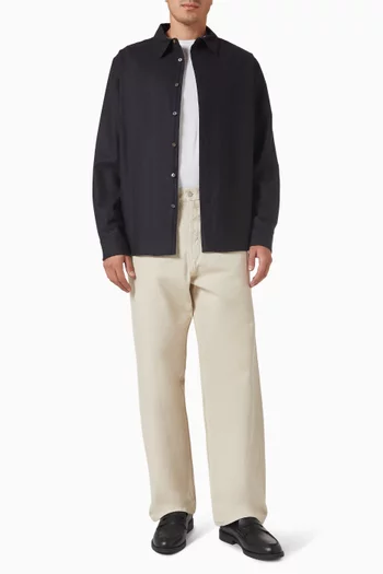 قميص صوف فلانيل بقصة فضفاضة