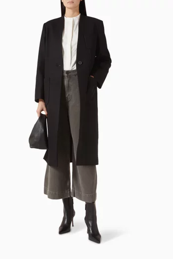 قميص قطن بفتحة رقبة بدون ياقة