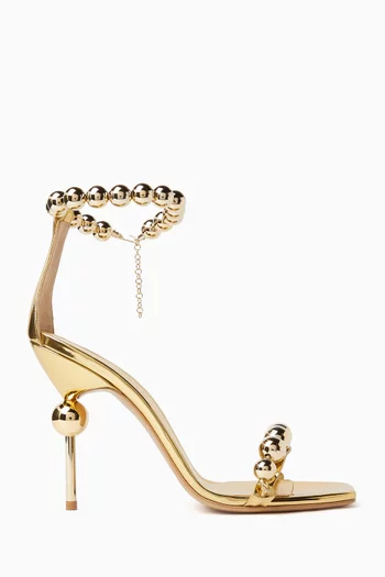 صندل أوليفيا بسير حول الكاحل وكعب 105‏ مم جلد لامع