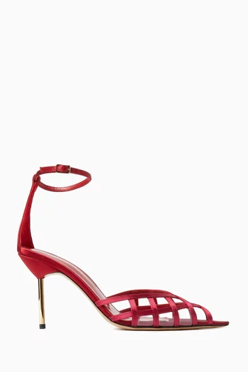 حذاء كلاسيك لوسيل بتصميم قفص وكعب 85‏ مم ستان