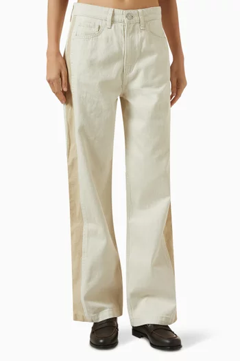 Logan Spliced Wide-leg Jeans in Denim