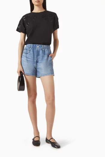 تي شيرت كيلي بزهور مطرزة بالخرز قطن بيرو