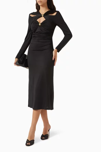 Amela Embellished Midi Dress in Jersey