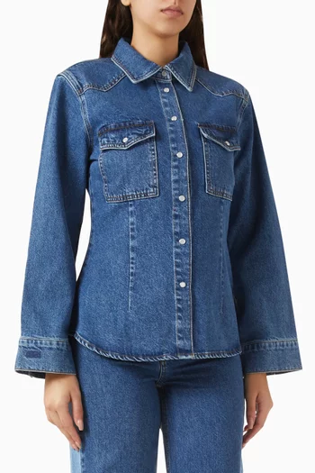 Anthea Fitted Waist Shirt in Denim