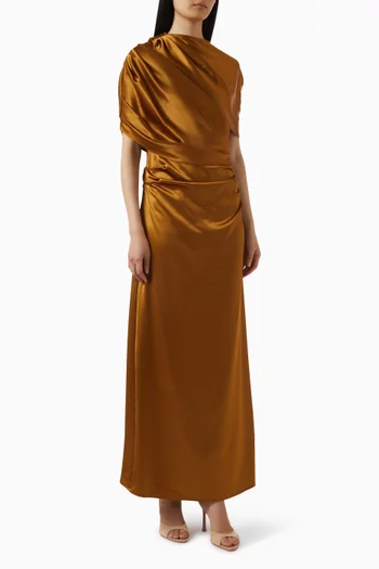 Cassia Drape Dress in Satin
