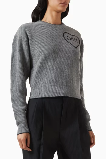 Crop Knit Sweater in Wool Blend