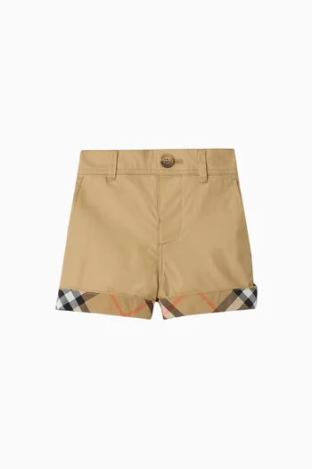 Check Turn-up Shorts in Cotton