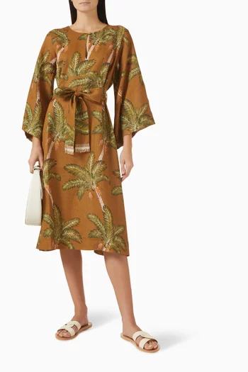 Date Palm Midi Dress in Linen