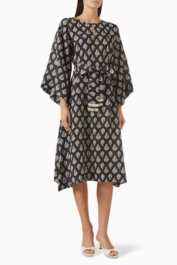 Leaf Midi Dress in Linen