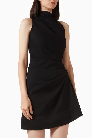 فستان قصير بقصة غير متماثلة دينم