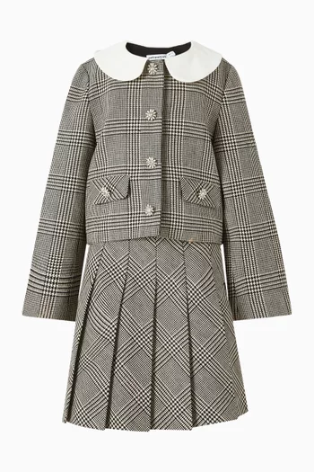 جاكيت بنقشة مربعات مزيج صوف