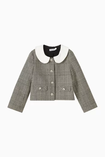 جاكيت بنقشة مربعات مزيج صوف