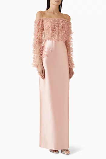 Yvette Embroidered Gown in Tulle & Taffeta