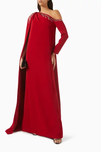 Linnea One-shoulder Gown in Crepe