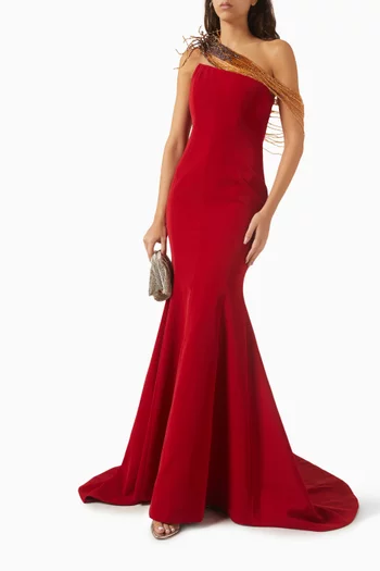 Thalia Embellished Gown in Crepe