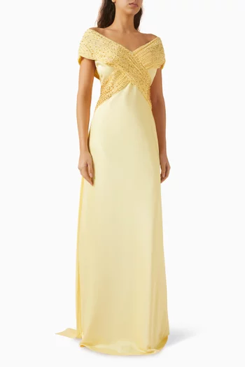 Cordelai Gown in Silk-satin & Chiffon