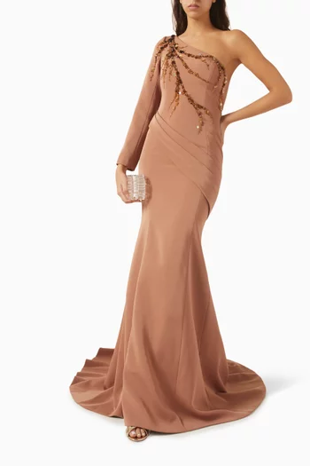 Darya Embellished Gown in Crepe