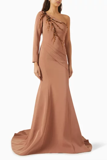 Darya Embellished Gown in Crepe