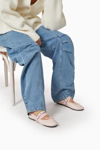 حذاء باليرينا باليه تويست بكعب مسطح جلد