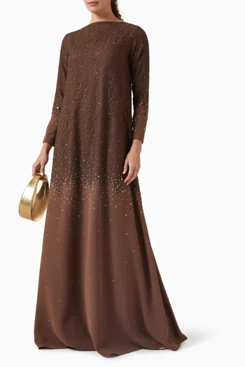 قفطان بقصة شكل حرف A مزينة بتطريزات