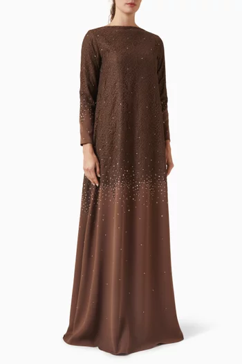 قفطان بقصة شكل حرف A مزينة بتطريزات