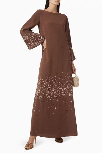 فستان بقصة شكل A وتطريزات