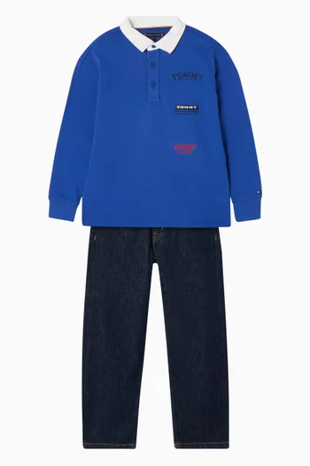 Multi Print Polo Shirt in Cotton